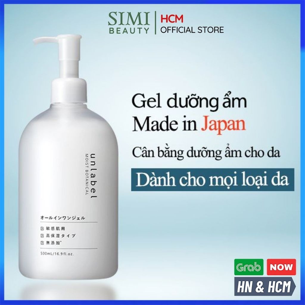 Gel dưỡng ẩm UNLABEL Nhật Bản cấp ẩm dưỡng da mặt body chống lão hóa cho da dầu mụn khô hỗn hợp nhạy cảm bà bầu Simi