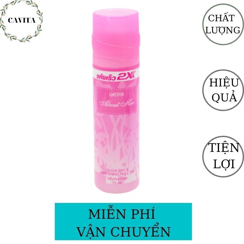 Lăn Khử Mùi Trắng Da 2X Ustar 75ml Thái Lan CAVITA giúp ngăn ngừa tuyến mồ hôi, khử mùi, thơm lâu