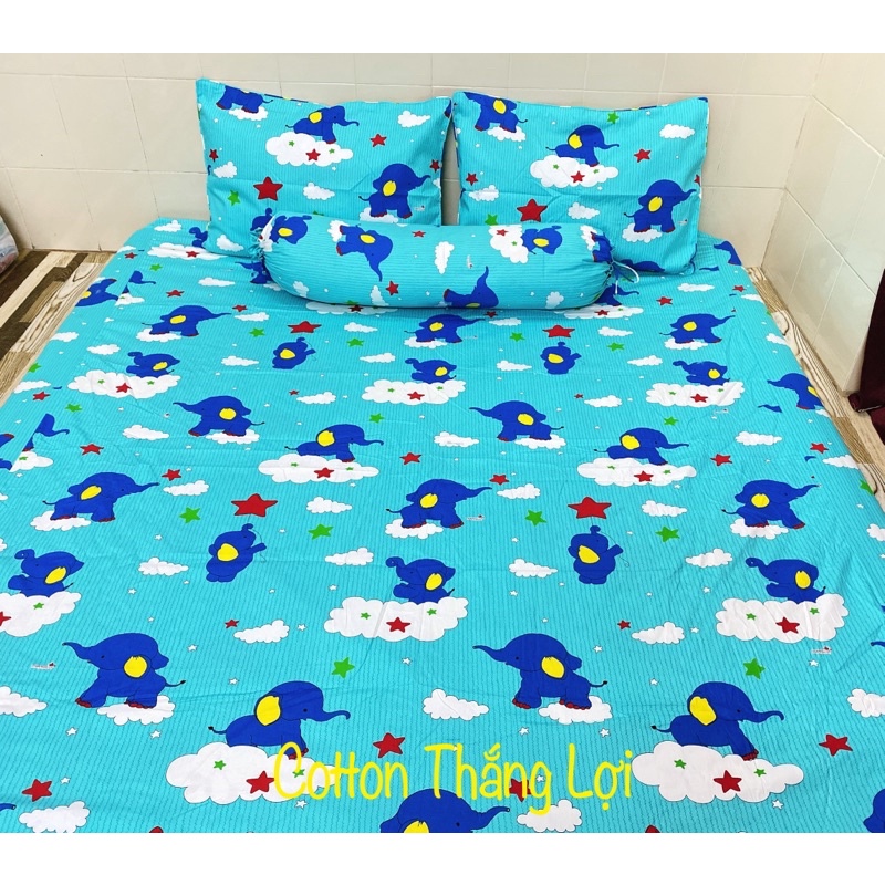 SET 5 MÓN {Size Drap 1m6} VẢI COTTON THẮNG LỢI Có Logo