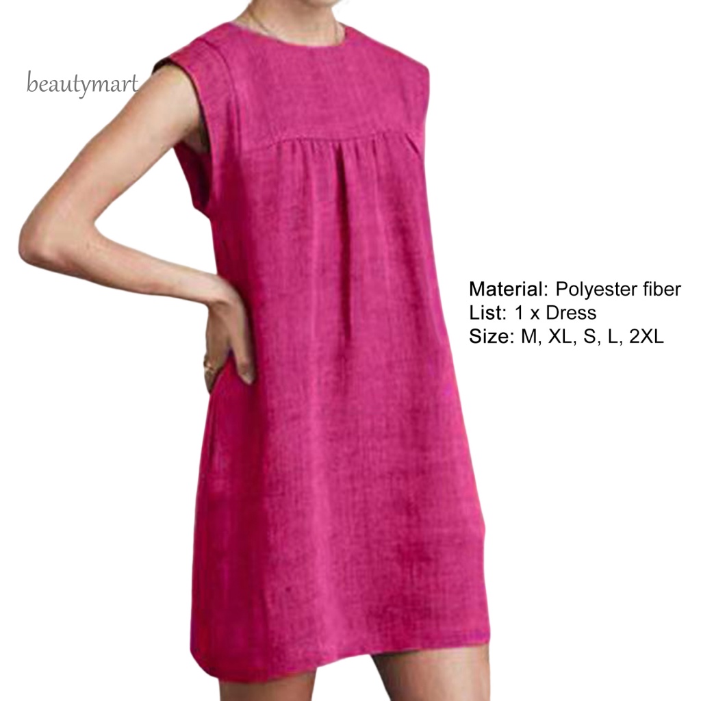 Đầm Ngắn Không Tay Dáng Suông Rộng Thoải Mái Thời Trang Cho Nữ