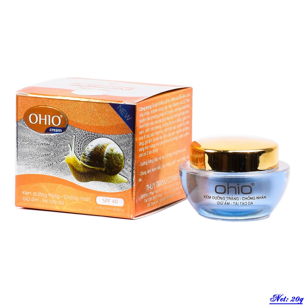 Kem dưỡng trắng da, Chống nhăn, Giữ ẩm, Tái tạo da OHIO ỐC SÊN NEW DAY (20g)