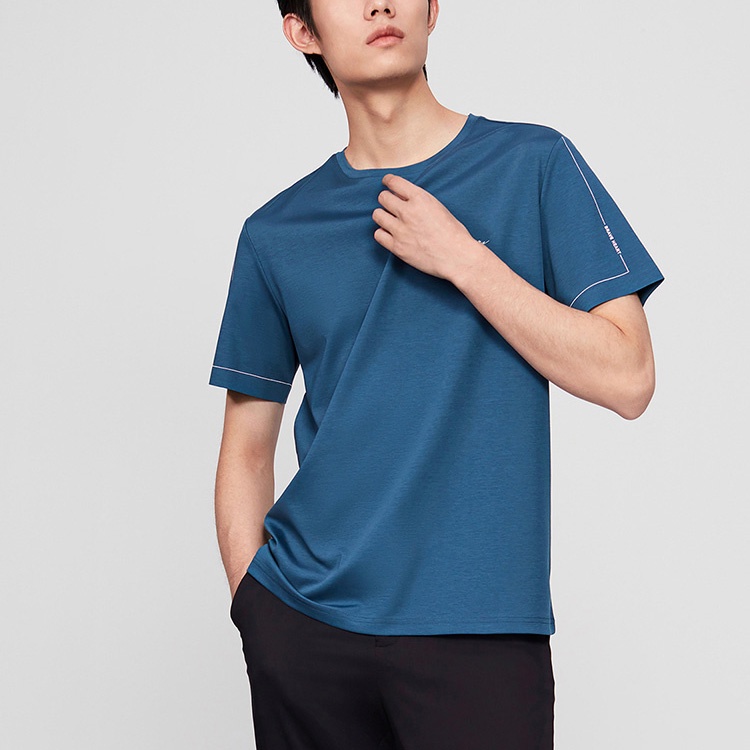 HLA - Áo thun nam ngắn tay vải mịn đàn hồi tốt Elastic simple short-sleeved T-shirt