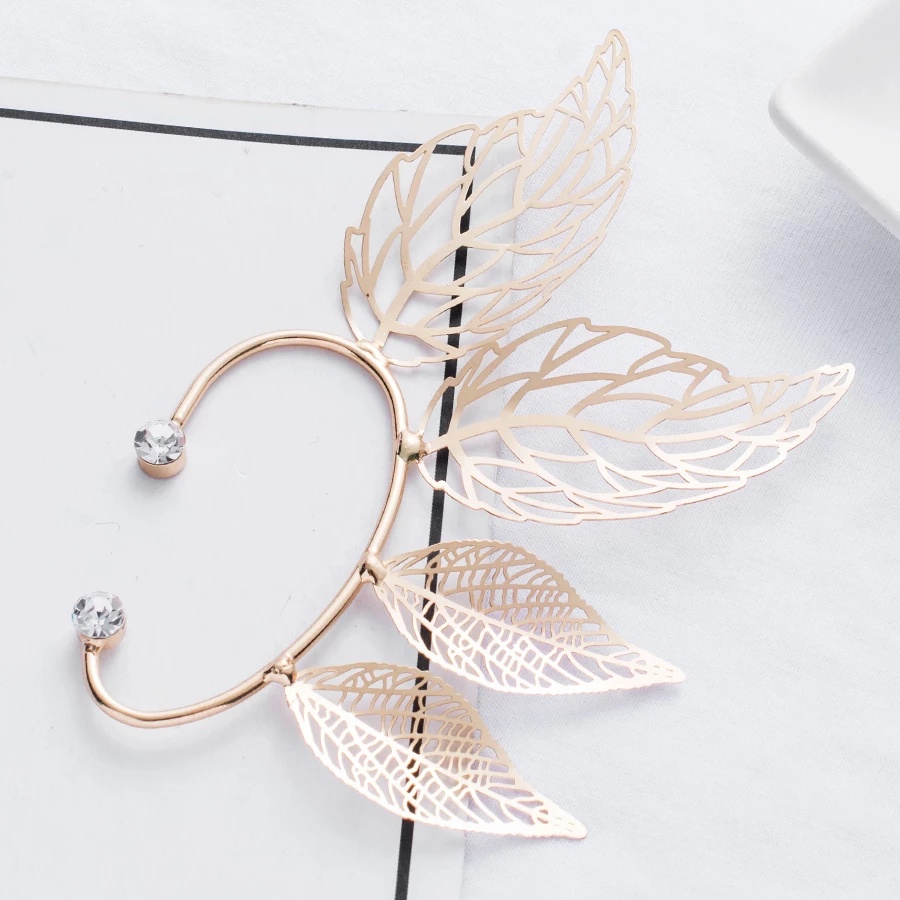 Bông tai hình lá đính đá zircon phong cách Bohemia Hàn Quốc cho nữ
