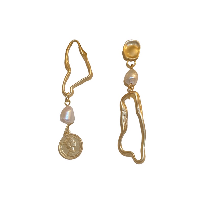 Bông Tai Mạ Bạc 925 Hình Chân Dung Tròn Đính Ngọc Trai Phong Cách Hàn Quốc Thời Trang