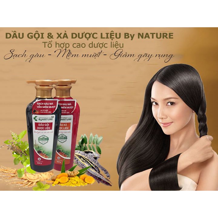 Dầu gội dược liệu & dầu xả ByNATURE 600g cho tóc sạch gàu và mềm mượt