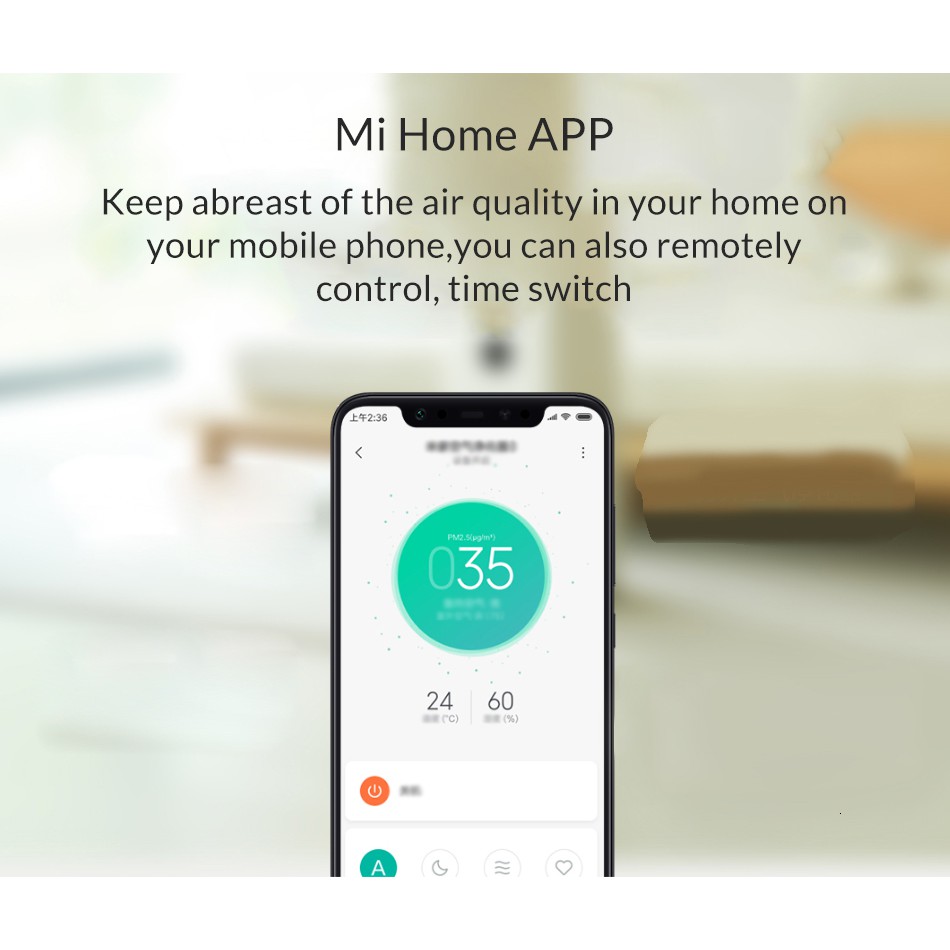 Máy Lọc Không Khí Xiaomi Mi 3 Kết Nối Ứng Dụng MIJIA Giúp bạn luôn luôn kiểm soát được chất lượng không khí trong nhà