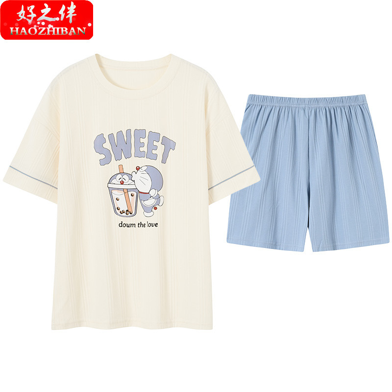 Bộ Đồ Ngủ Vải Cotton In Hình Doraemon / Pikachu Thời Trang Mùa Hè Cho Các Cặp Đôi