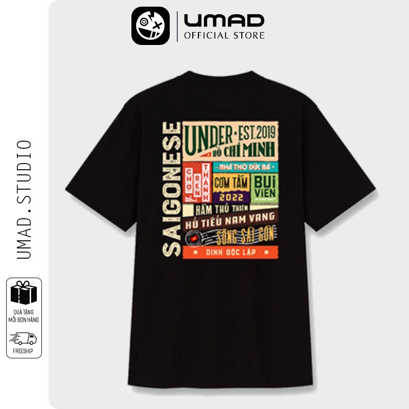 Áo thun UMAD unisex SAIGONESE nam nữ tay ngắn có big size (40kg-110kg)