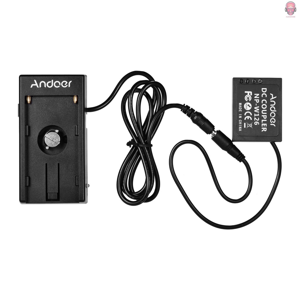AUDI   Andoer NP-W126 Dummy Battery Coupler with Straight Cable + NP-F970 F750 Battery Plate Holder Compatible with Fuji Cameras X-A1/X-A2/X-A3/X-E1/X-E2/X-M1/X-Pro/X-T1/X-T2/X-T10/HS33EXR/HS35EXR/HS50EXR