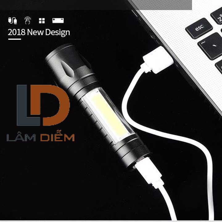 Đèn pin led sạc cầm tay mini 3 chế độ ánh sáng zoom cyx 003-535