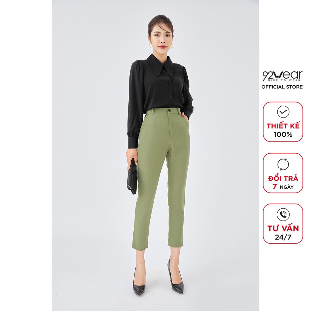 Quần tây nữ công sở 92WEAR ống bó kiểu dáng đơn giản, thanh lịch QOA1698