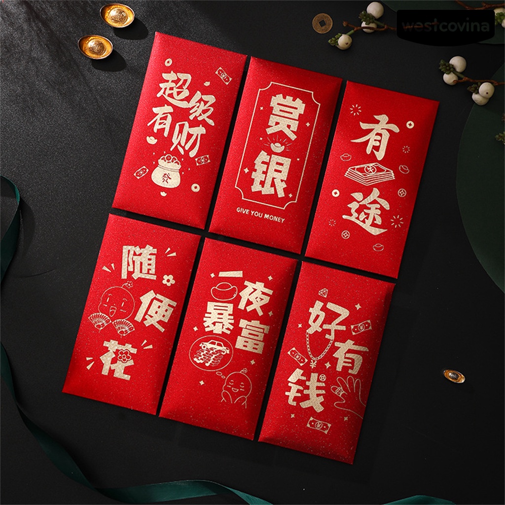 Bộ 6 bao lì xì hình hổ năm mới 2022