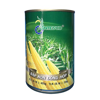 Bắp non đóng lon hiệu Antesco (thơm ngon tiện dụng, khui lon dùng ngay) - HSD 24 tháng