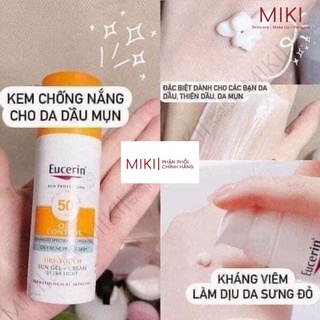 Kem Chống Nắng eucerin kiềm Dầu Cho Da Dầu Mụn mẫu mới không mùi bản Pháp