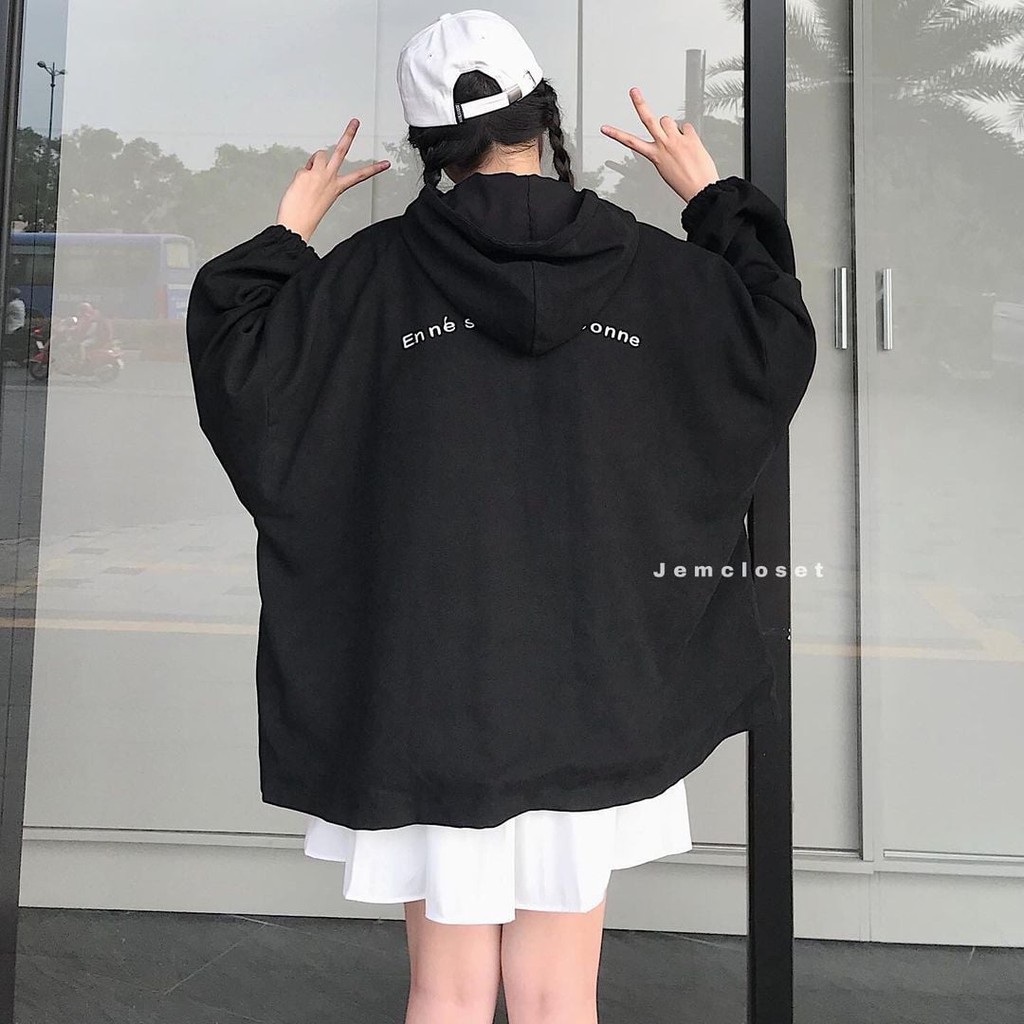 Áo Khoác Nữ Nhung Tăm Form Rộng JEM CLOSET Áo Khoác Ngoài Dáng Suông Tay Bo Mũ Rộng COW Màu Đen Be Nâu Xanh 1994