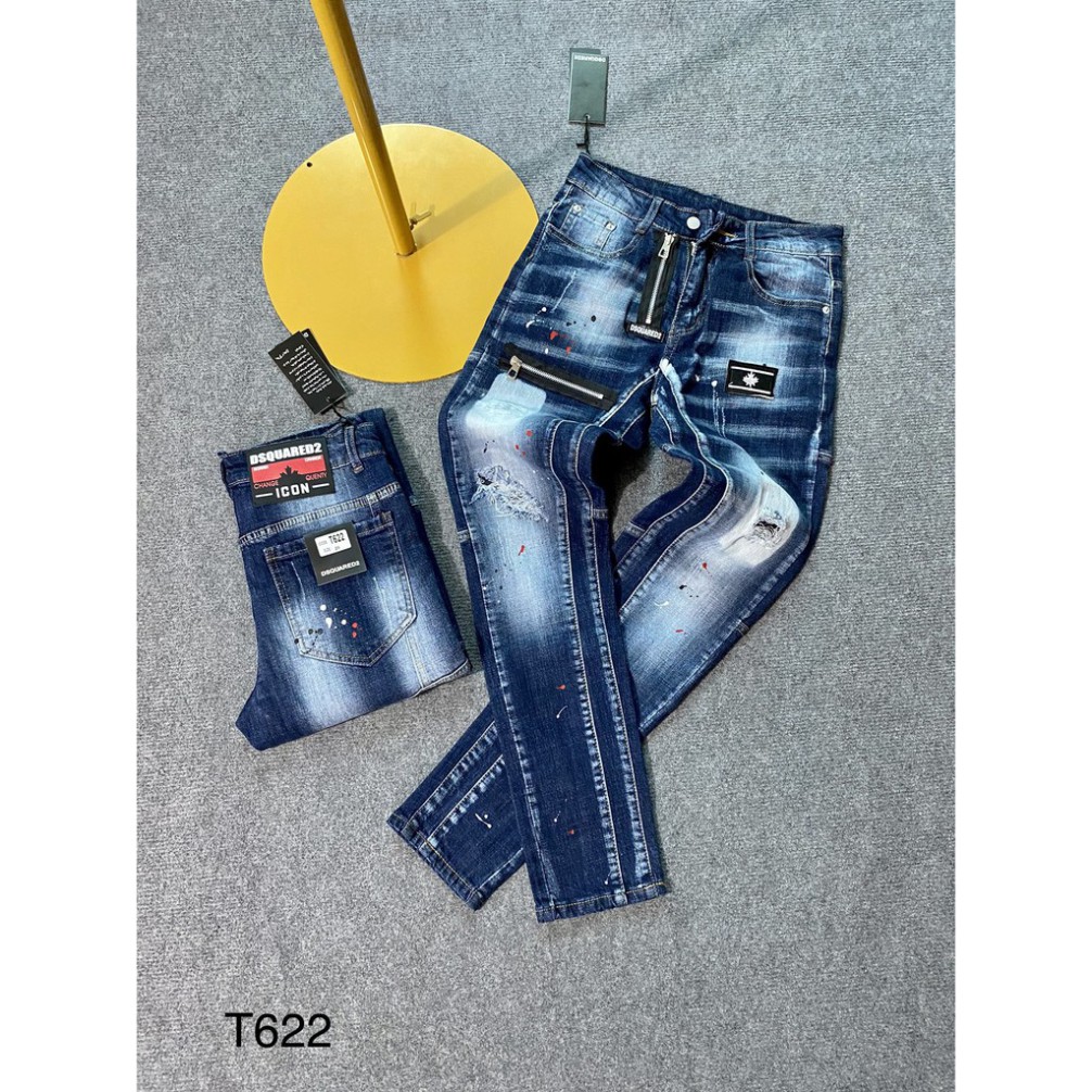 Quần Jean Quần Bò DSQ Huy Hiệu, Khoá Lệch Màu Xanh Hàng Siêu Đẹp | BigBuy360 - bigbuy360.vn