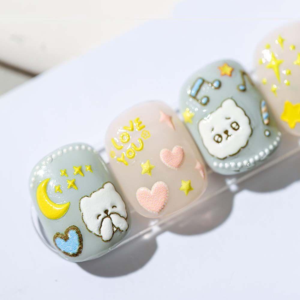 QQMALL Miếng Dán Trang Trí Móng Tay 3D Phong Cách Nhật Bản Thời Trang