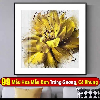 Tranh Treo Tường Hoa Mẫu Đơn Tráng Gương Cao Cấp Tặng Kèm Đinh Treo Tường