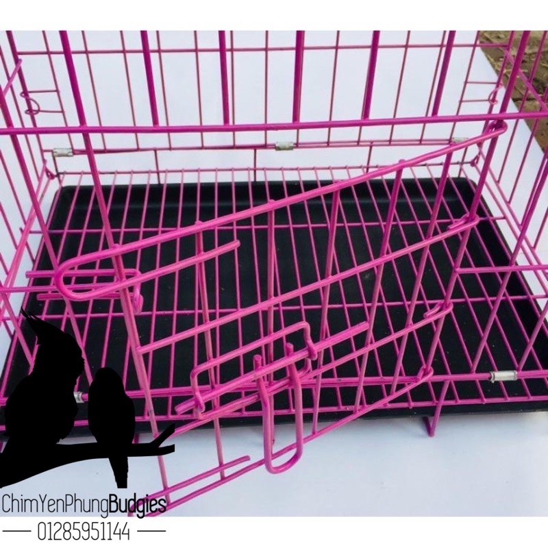 Lồng thú cưng gấp gọn sơn tĩnh điện (60x42x50) có máng phân. [SG-giao hoả tốc 2h]