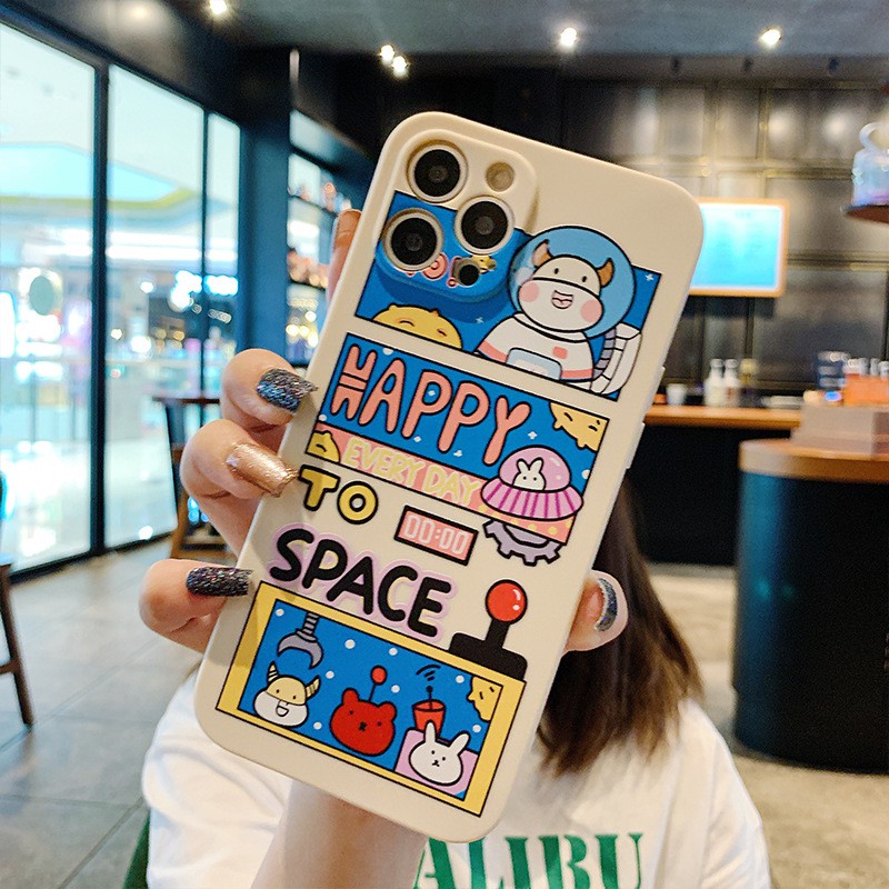 Ốp lưng iphone 11 Phi hành gia cạnh vuông bảo vệ camera ip 6s/6splus/7/7plus/8/8plus/x /xs 12/pro/max/plus/12promax e84