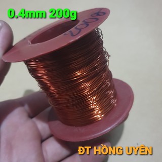(0.4mm 200g).Dây đồng cuộn, chuyên quấn biến áp cơ, biến áp xung, động cơ. Dây đồng 0.4mm bọc emay cách điện