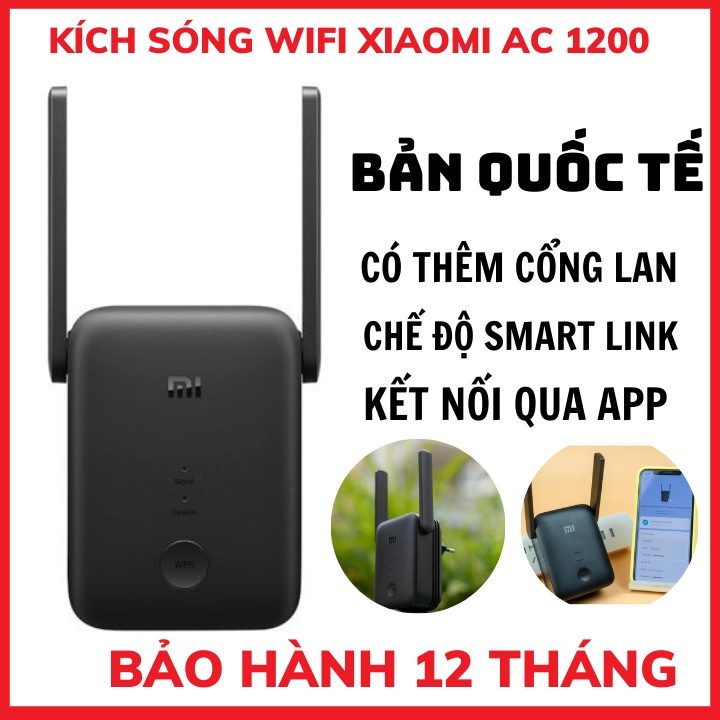 Kích sóng wifi Xiaomi AC1200 Siêu ổn định 2.4GHz 5GHz 1200Mbps Quốc Tế-Bảo hành 12 tháng