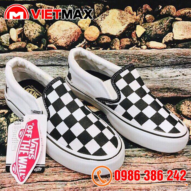 Giày Thể Thao Slip On Lười Caro Đen Trắng Nam Nữ | BigBuy360 - bigbuy360.vn