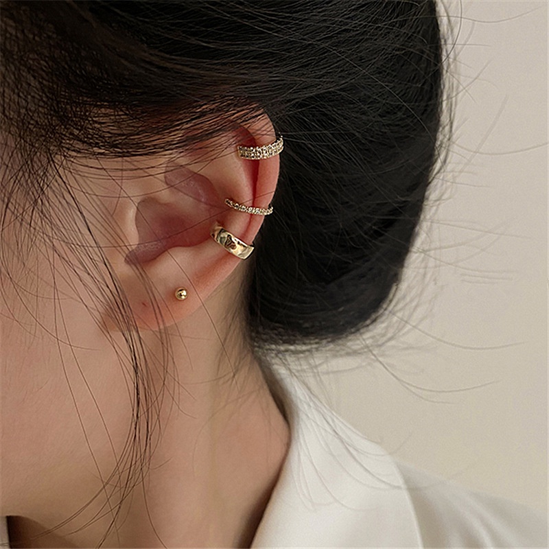Set 3 Khuyên Tai Tròn Đính Đá Thời Trang Nữ