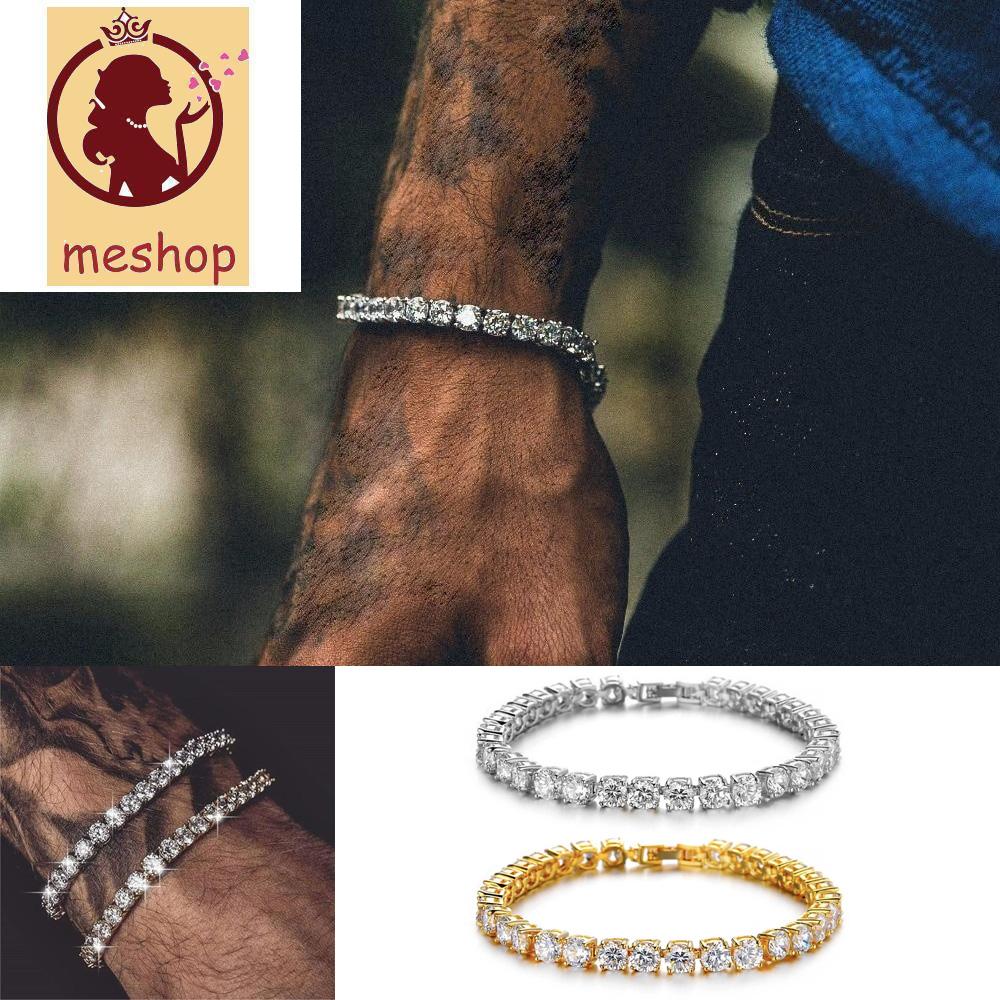 Dây Chuyền Mắt Xích Chiều Rộng 5mm Đính Đá Lấp Lánh Sang Trọng|Vòng Tay Đính Đá Nhiều Màu Sắc Thời Trang Phong Cách Hiphop Cho Nam Nữ