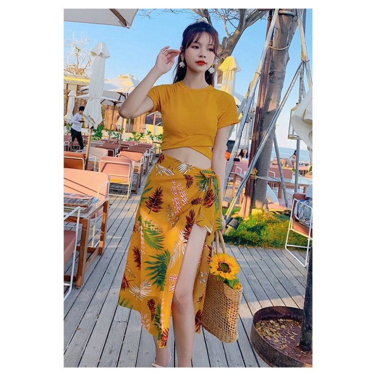 Set đồ bơi nữ 2 mảnh bikini kèm khăn choàng, sét 3 món đồ bơi nữ kín đáo đi biển đẹp hàng Quảng Châu cao cấp9175 DK2T402