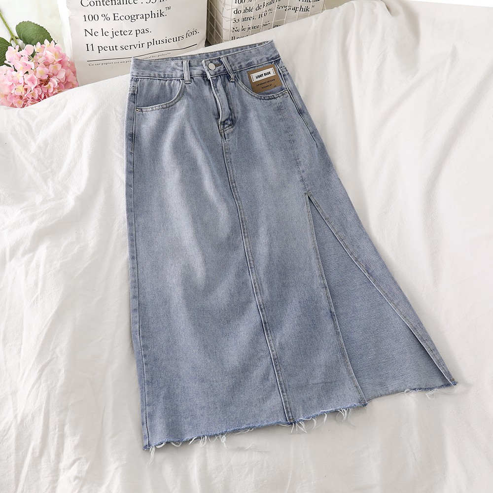 NUZIRO  Chân váy jeans  chữ a thời trang quyến rũ cho nữ