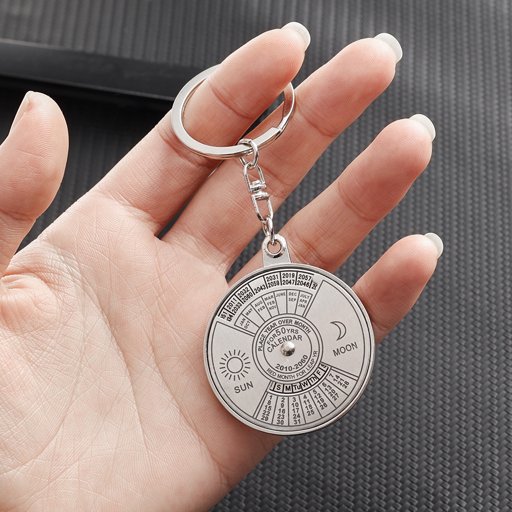 Lịch 2010-2060 Dạng Móc Khóa / Móc Khóa Có Thể Xoay / Tích Hợp La Bàn / Mặt Trời / Mặt Trăng Mini