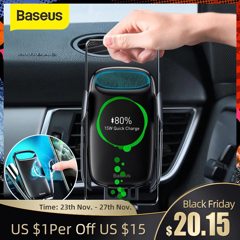 Giá Đỡ Điện Thoại, Đế Sạc Điện Thoại Không Dây Baseus Trên Ô Tô Sạc Nhanh 15W Cho Apple, Samsung | BigBuy360 - bigbuy360.vn