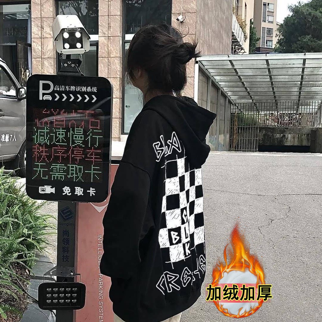 hoodie zip Áo Khoác Nữ Dài Tay Có Mũ Form Dài Thời Trang Mới