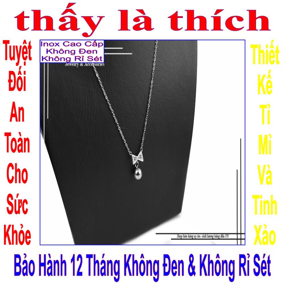 Dây chuyền cho bé mặt chiếc nơ xinh xắn treo bi - An toàn cho trẻ - Cam kết 1 đổi 1 nếu hoen , gỉ sét