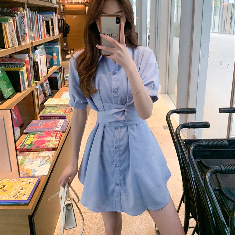 AMOI Set Áo Sơ Mi + Chân Váy Chữ A Thời Trang Nữ Tính