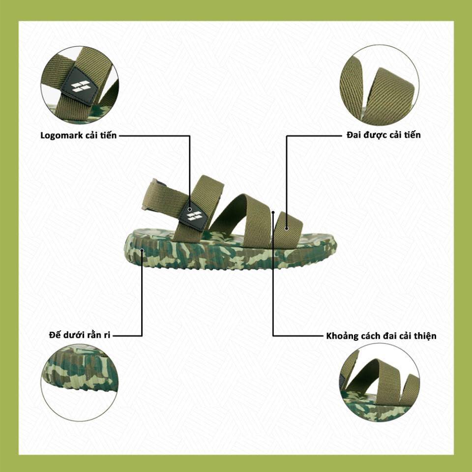 [CHÍNH HÃNG] SANDAL SAADO | YZ01 – Yezi Soldier – Camo Rằn Ri Màu Xanh Rêu | Giày Dép Xăng Đan Nam Nữ