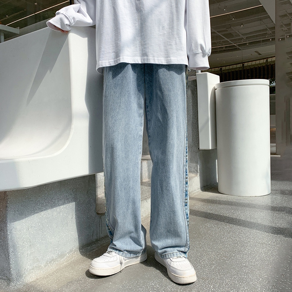 [ MGG 20K ]  Quần jeans ống suông phối viền kẻ  #N669 form cực đẹp | BigBuy360 - bigbuy360.vn