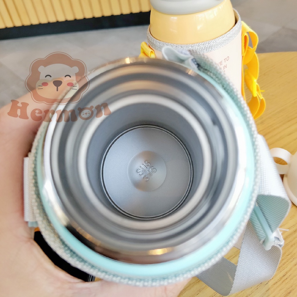 Bình Nước Giữ Nhiệt Hermon 2 Nắp Kèm Cốc Cao Cấp Babibu-BNH2
