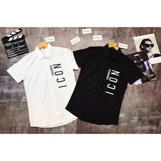 [SMI001] - Áo Sơ Mi Nam tay ngắn in chữ ICON