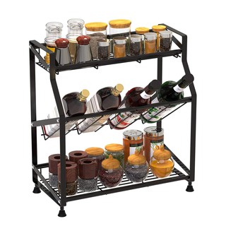 Giá kệ đựng gia vị, chai lọ INOX 304 được sơn đen tĩnh điện CAO CẤP để nhà bếp, phòng ăn