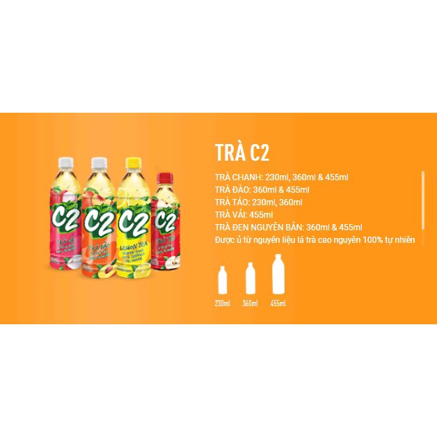 6 chai hồng trà đào C2/ trà chanh C2 455ml