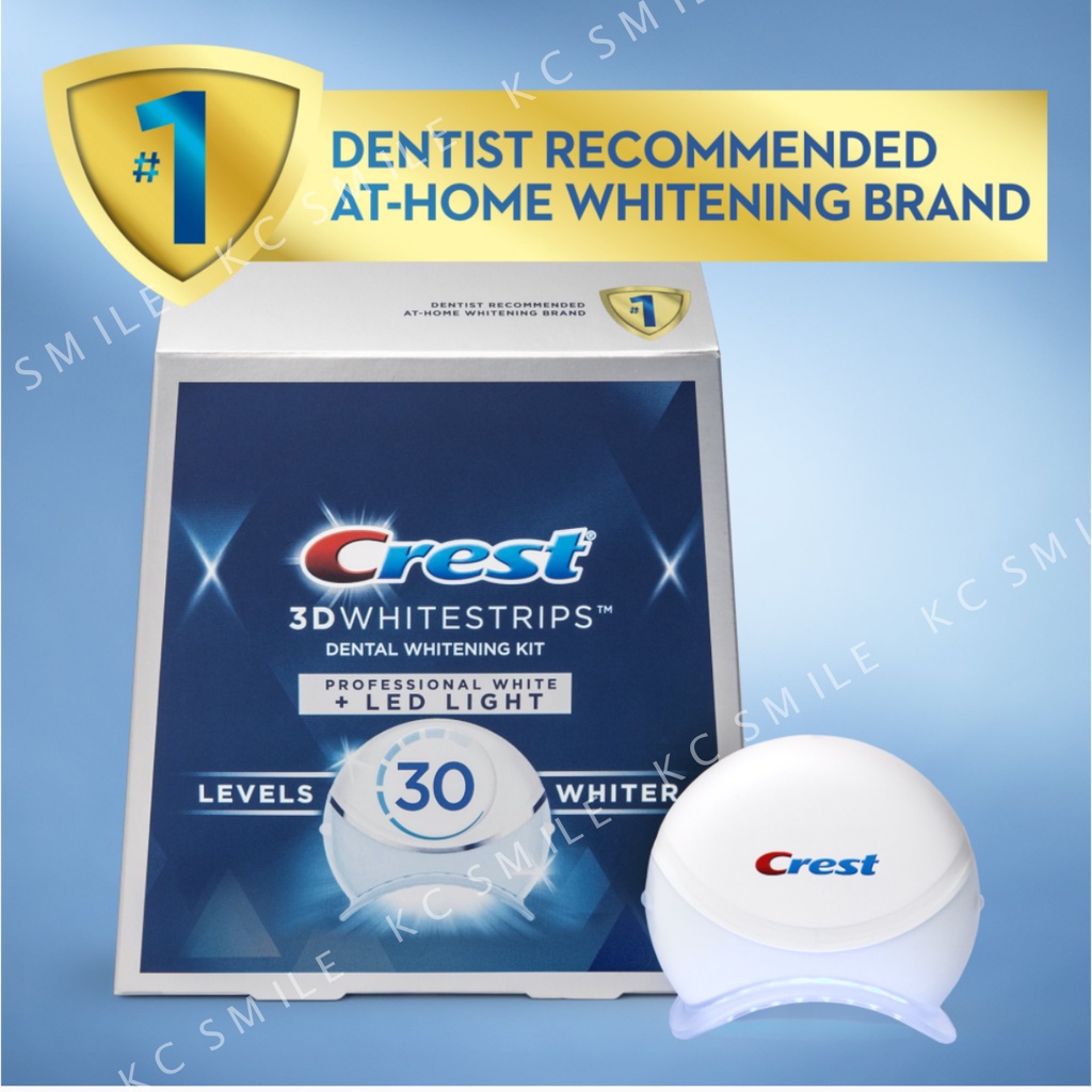 Miếng dán trắng răng Crest 3D White Professional White và đèn LED ánh sáng (19 Gói) - Crest Led Light and Whitestrips