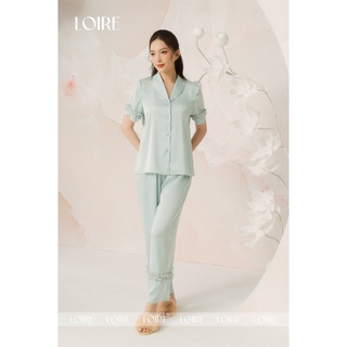 Bộ pijama lụa nhấn tay voan tơ loirechic lpn27
