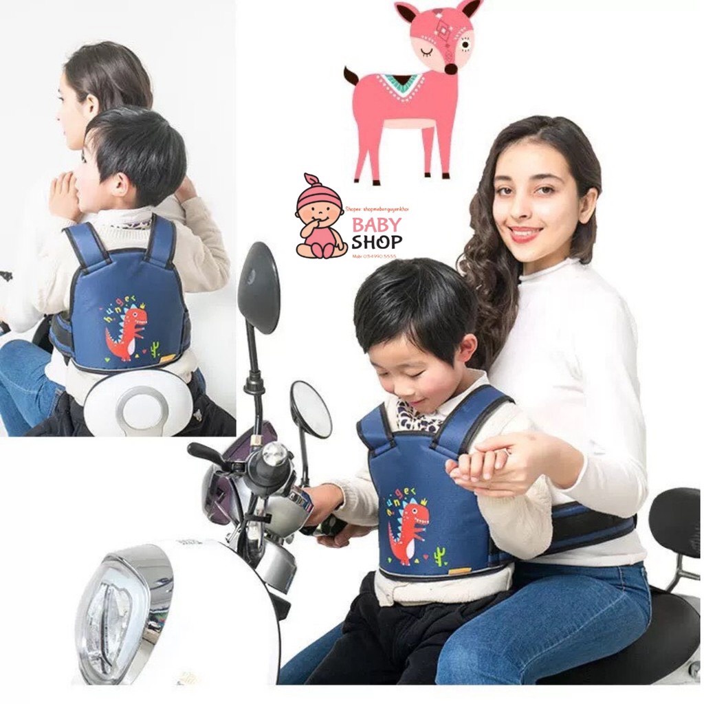 [BẢO HÀNH 1 ĐỔI 1] Đai xe máy cho bé ,Đai an toàn cho bé đi xe máy có Phản Quang loại có ngăn khoá CAO CẤP