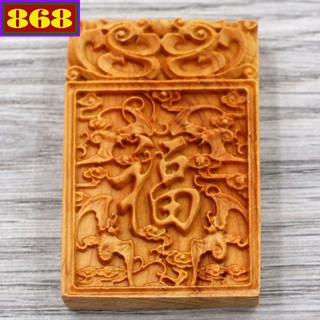 Mặt gỗ ngọc am khắc chữ Phúc DMG68