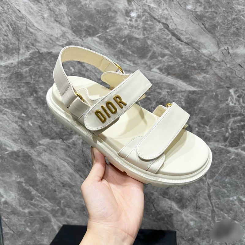 Sandal quai ngang chữ DO màu trắng kem nữ