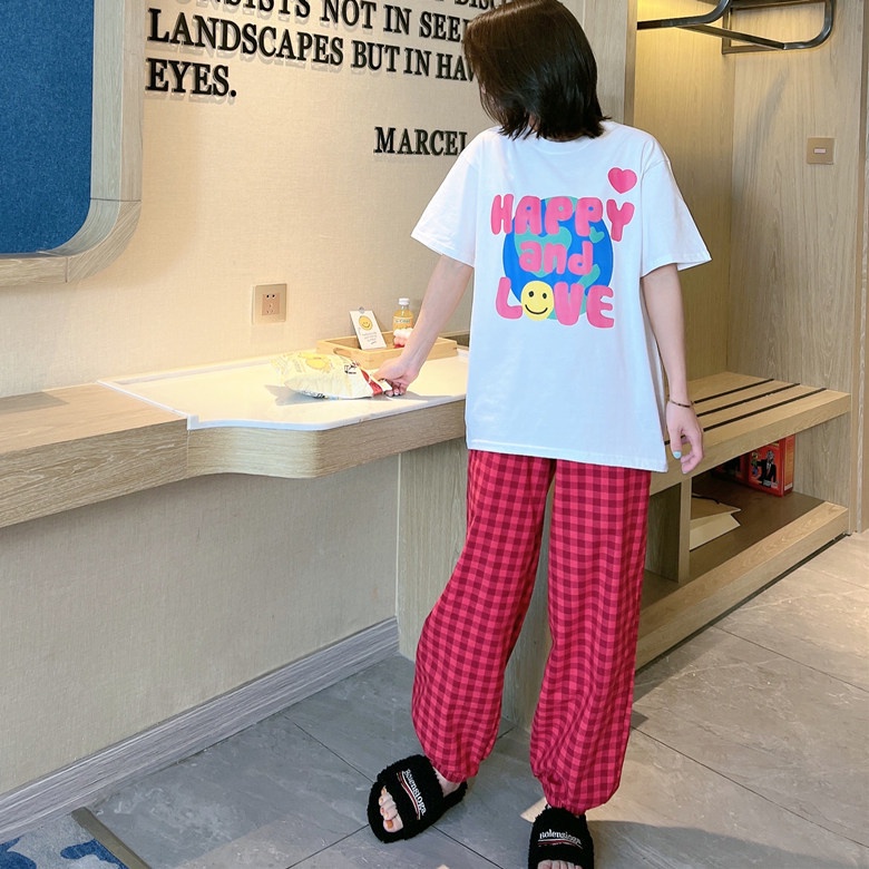 Áo thun form rộng ngắn tay unisex nam nữ NOKO HAPPY AND LOVE - Áo dấu quần free size