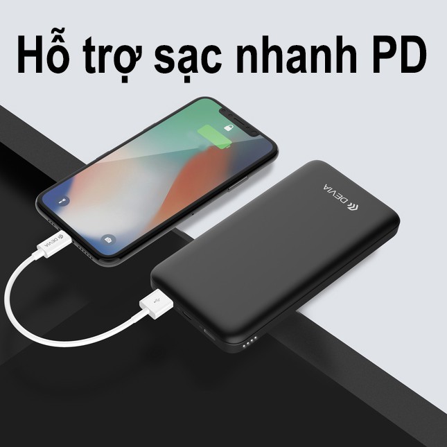 Pin dự phòng Devia 10.000 mAh sạc nhanh PD 18W chính hãng