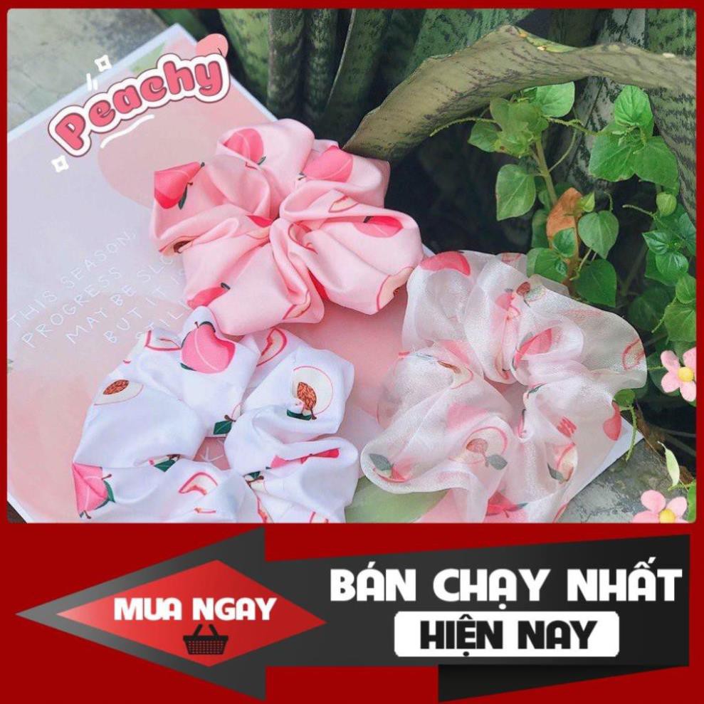 [FREESHIP] Hàng thiết kế thời trang  Dây Cột Tóc Vải Scrunchies Quả Đào Peachy